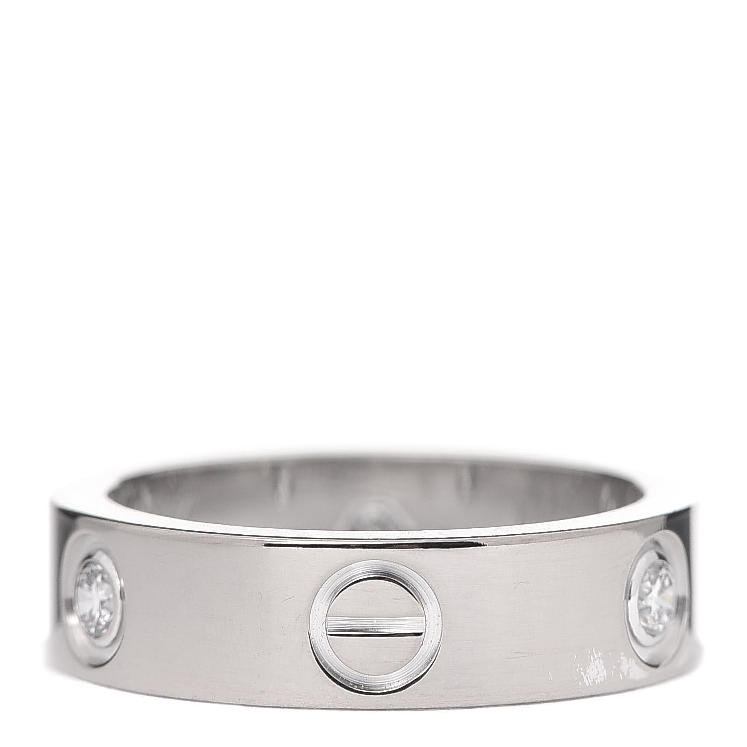Cartier 18K White Gold 3 Diamond 5.5mm LOVE Ring 54 6.75 3 of 5