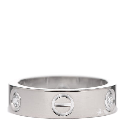 Cartier 18K White Gold 3 Diamond 5.5mm LOVE Ring 54 6.75 3 of 5