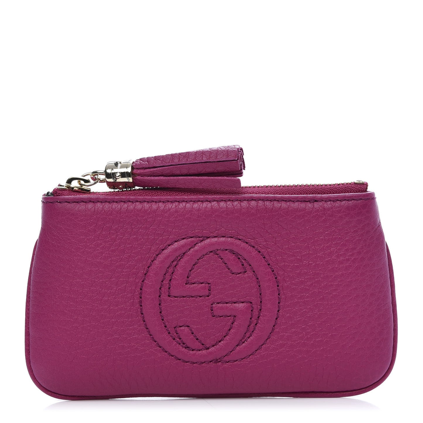 Pebbled Calfskin Soho Key Case Bright Bougainvillea