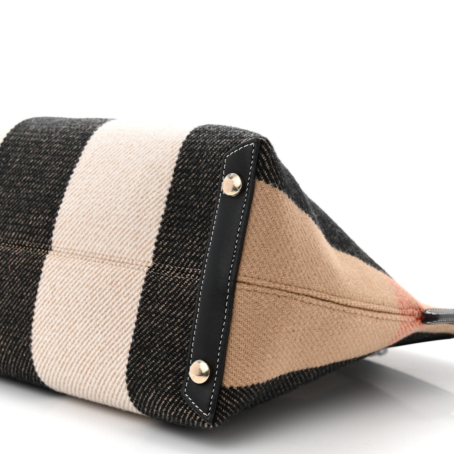 Burberry Calfskin Wool Cashmere Vintage Check Medium Society Tote Archive Beige 9 of 11
