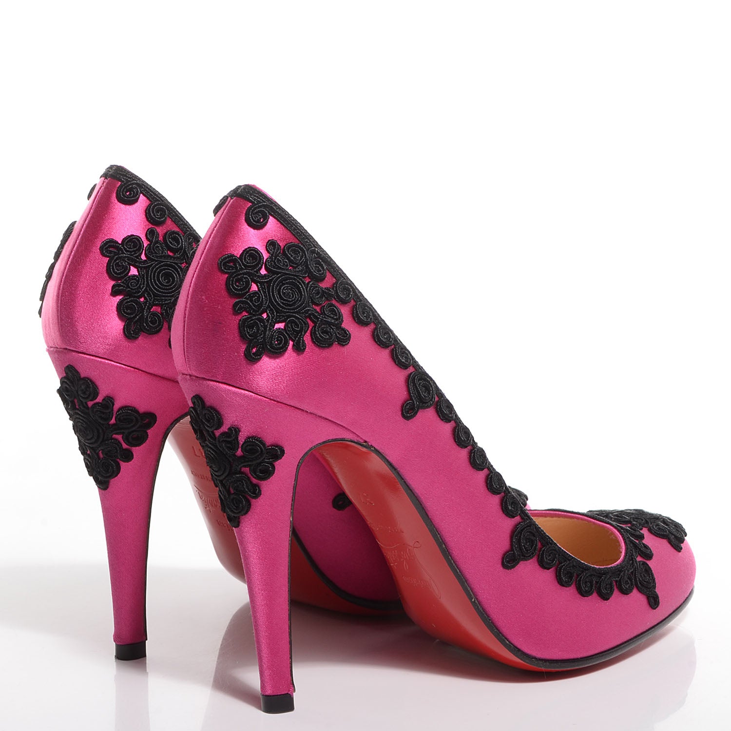 Christian Louboutin Satin Samira 100 Pumps Pink Black 37 4 of 8