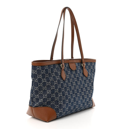 Gucci New Denim GG Monogram Medium Ophidia Shopping Tote Blue Tea Cuir 3 of 13