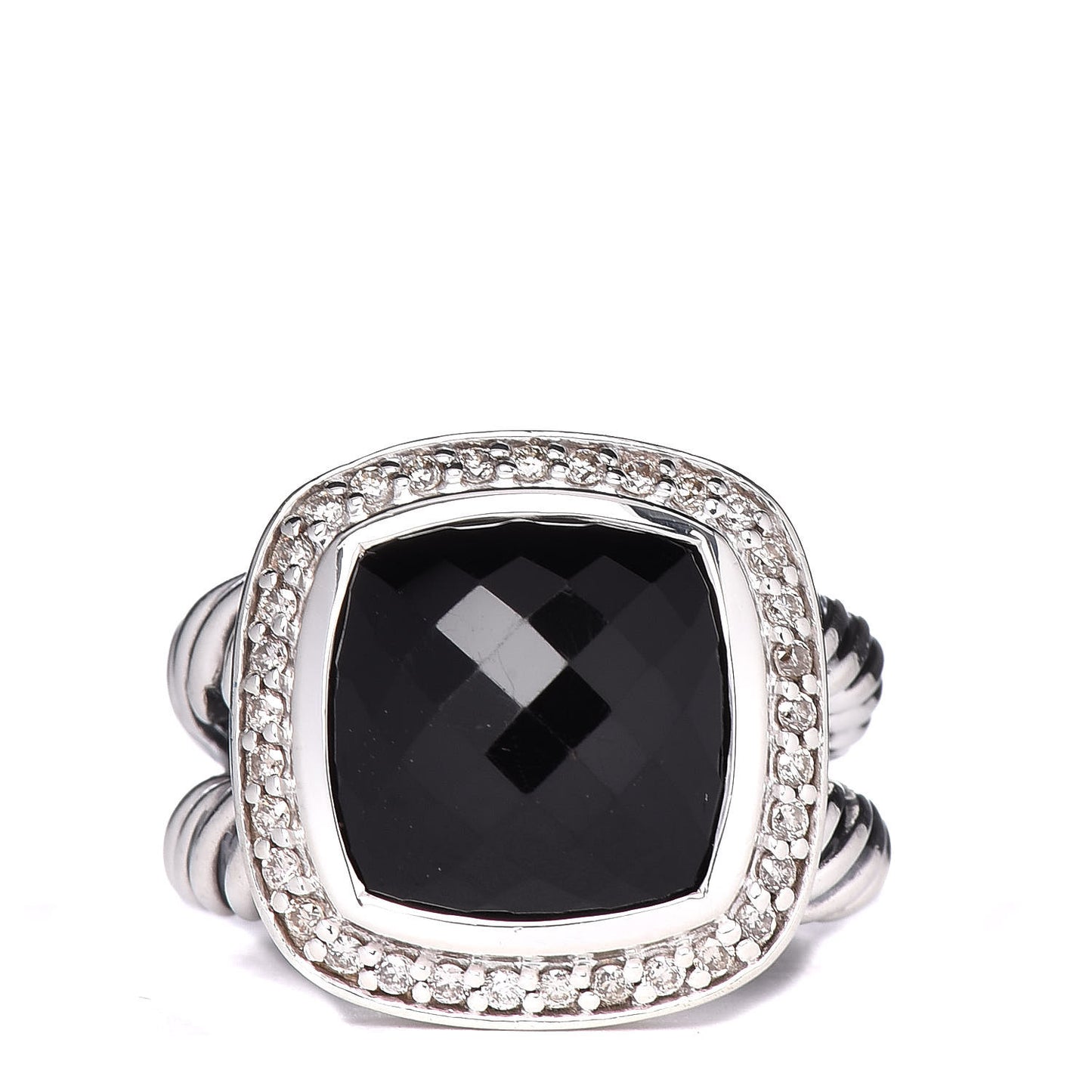 Sterling Silver Diamond Black Onyx 11mm Albion Ring 48 4.5
