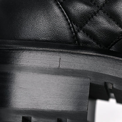 Chanel Shiny Lambskin Quilted Lace Up Combat Boots 39.5 Black 8 of 12