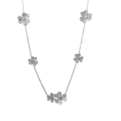 Van Cleef & Arpels 18K White Gold Diamond 9 Flowers Frivole Necklace 1 of 6