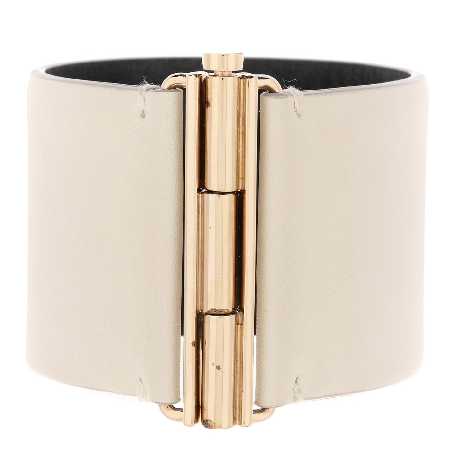 Calfskin Crystal Pearls Coronation Cuff M White