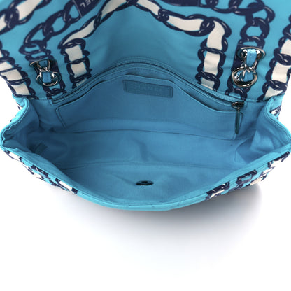 Chanel Silk Chain Printed Medium Single Flap Blue 5 of 12