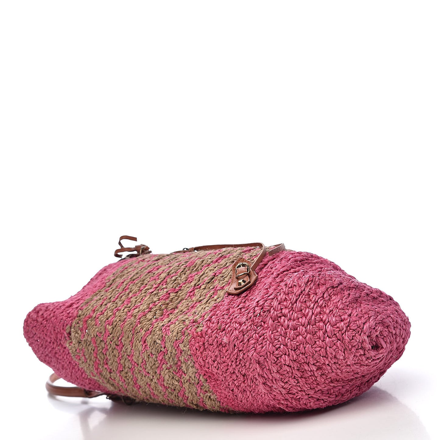 Raffia Panier Two-Toned Raffia Tote Pink Natural