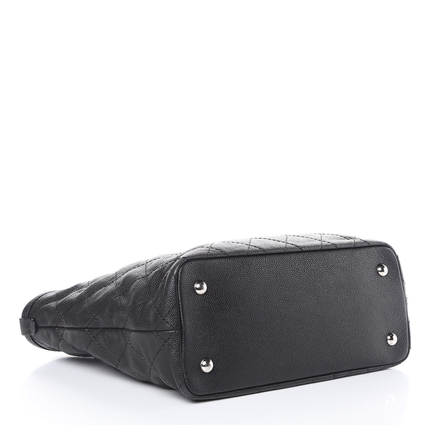 Grained Calfskin Quilted Small Daily Shopping Tote Black