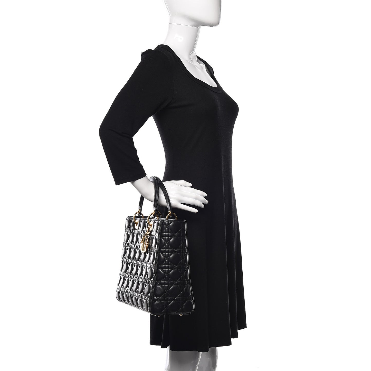 Lambskin Cannage Large Lady Dior Black