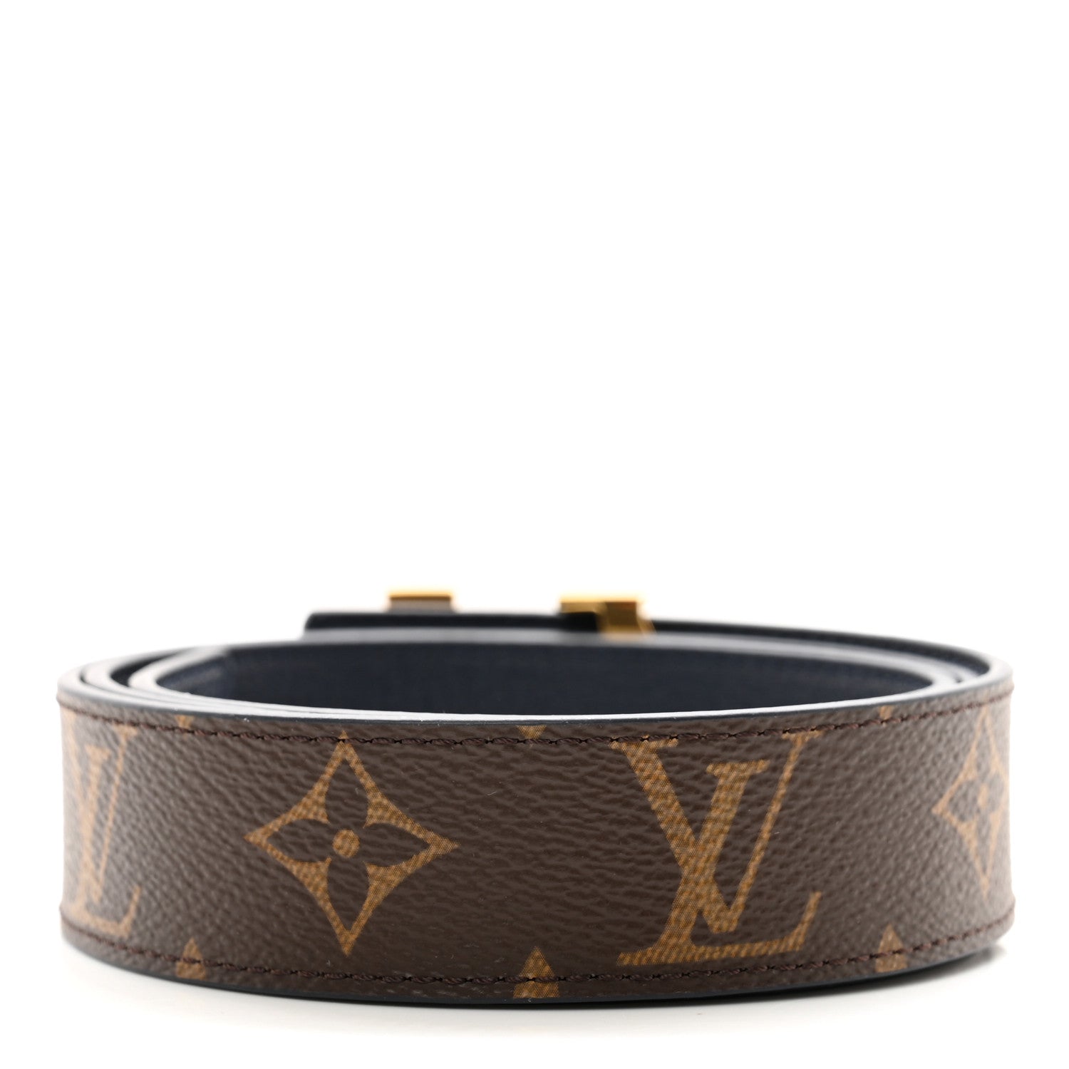 Louis Vuitton Calfskin Monogram 30mm LV Initiales Reversible Belt 80 32 Black 2 of 4