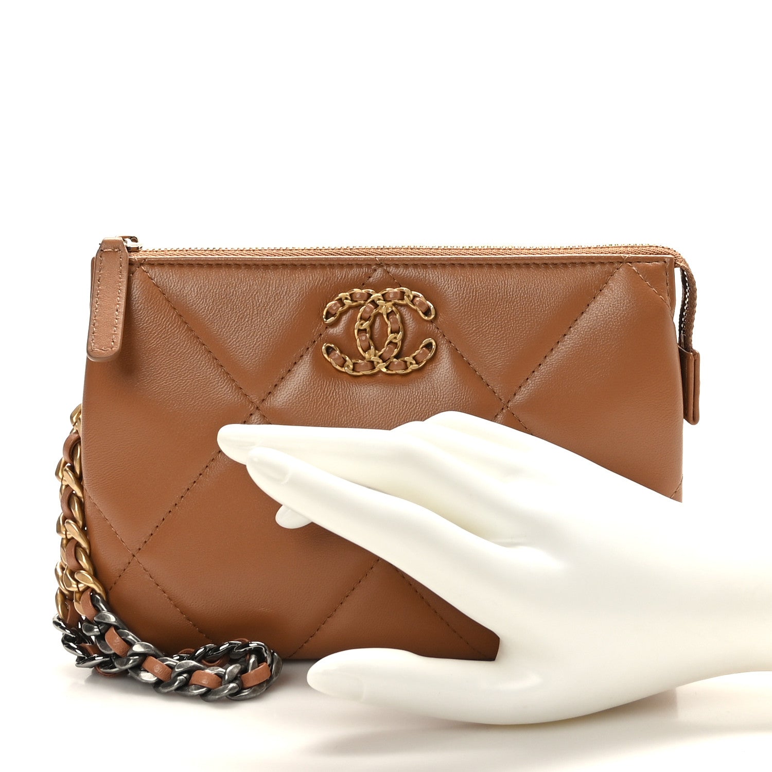 CHANEL ブラウン レザー ケース Chanel Wood Lambskin CC Vanity Case Brown Black 1800460 – FASHIONPHILE