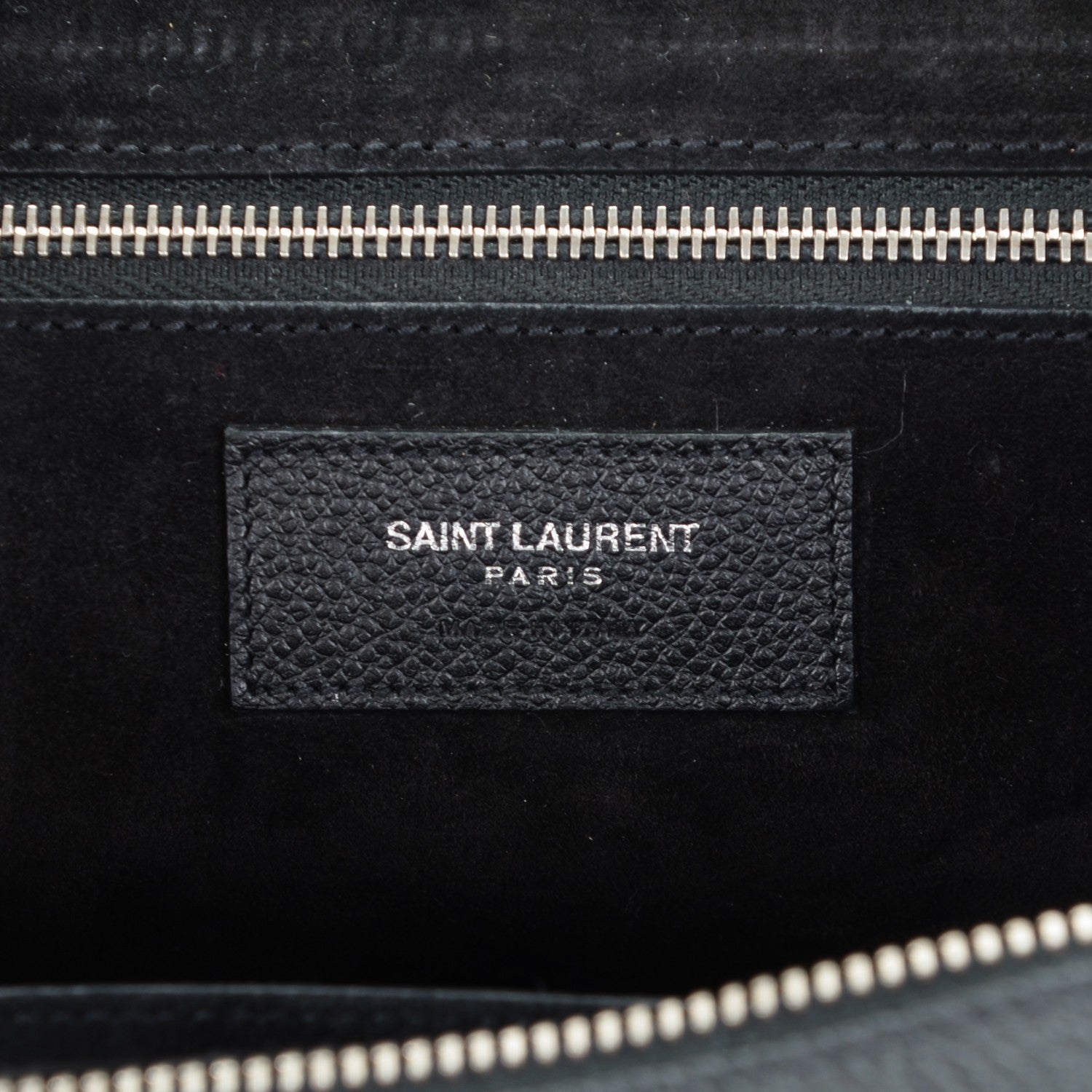 Saint Laurent Grained Calfskin Small Cabas Rive Gauche Black 6 of 7