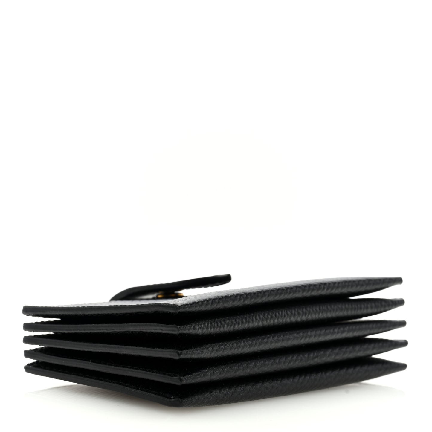 Grained Shiny Calfskin Accordion Card Holder Black