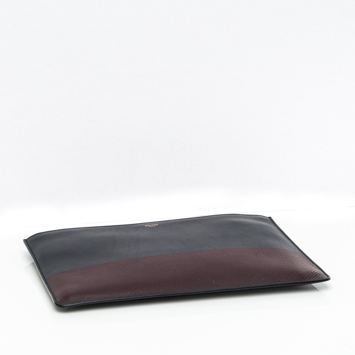 Celine Smooth Calfskin Perforated Bi-Color Clutch Pouch Navy Blue 4 of 8