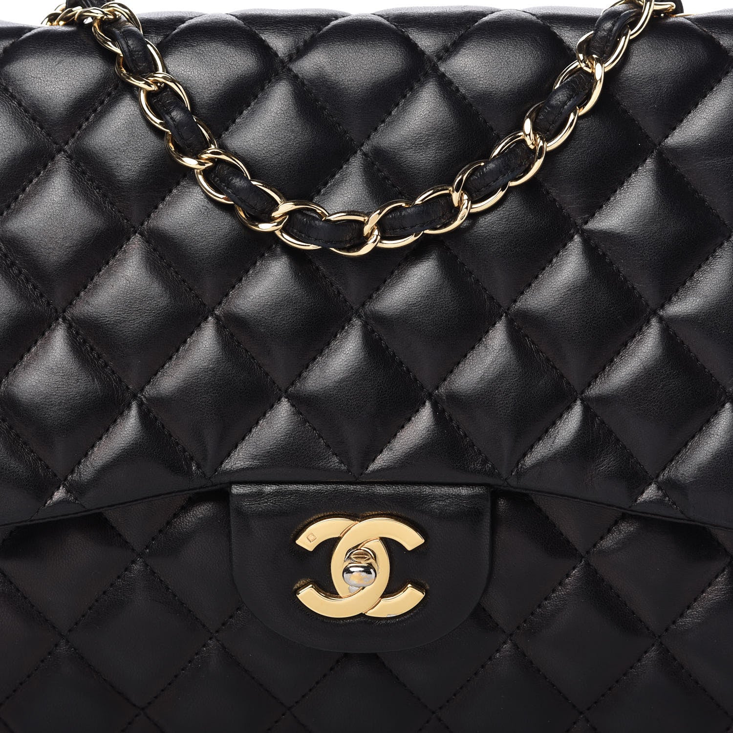 Chanel Lambskin Quilted Jumbo Single Flap Black 10 of 12