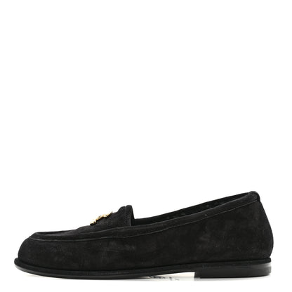Chanel Suede Calfskin CC Loafers 36 Black 1 of 9