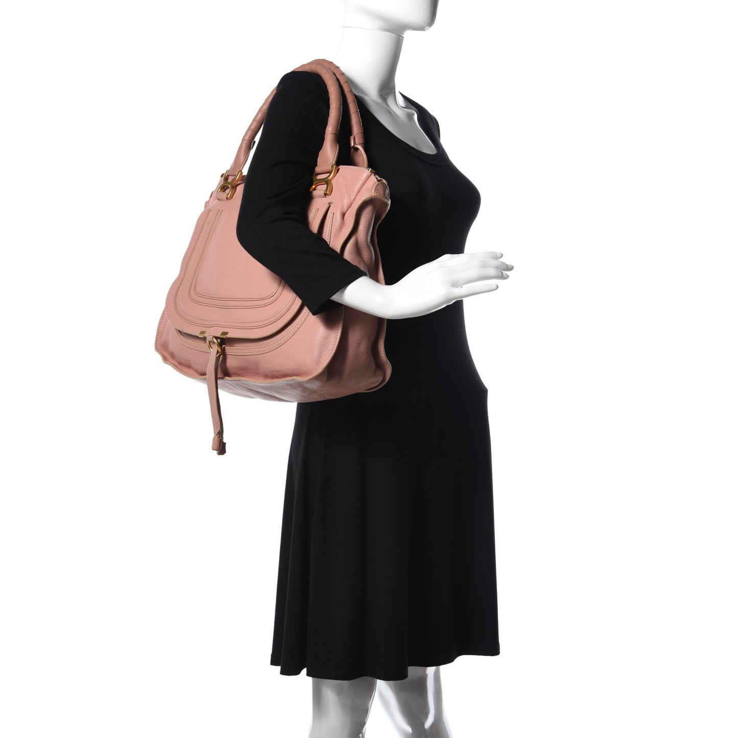 Calfskin Large Marcie Satchel Fallow Pink