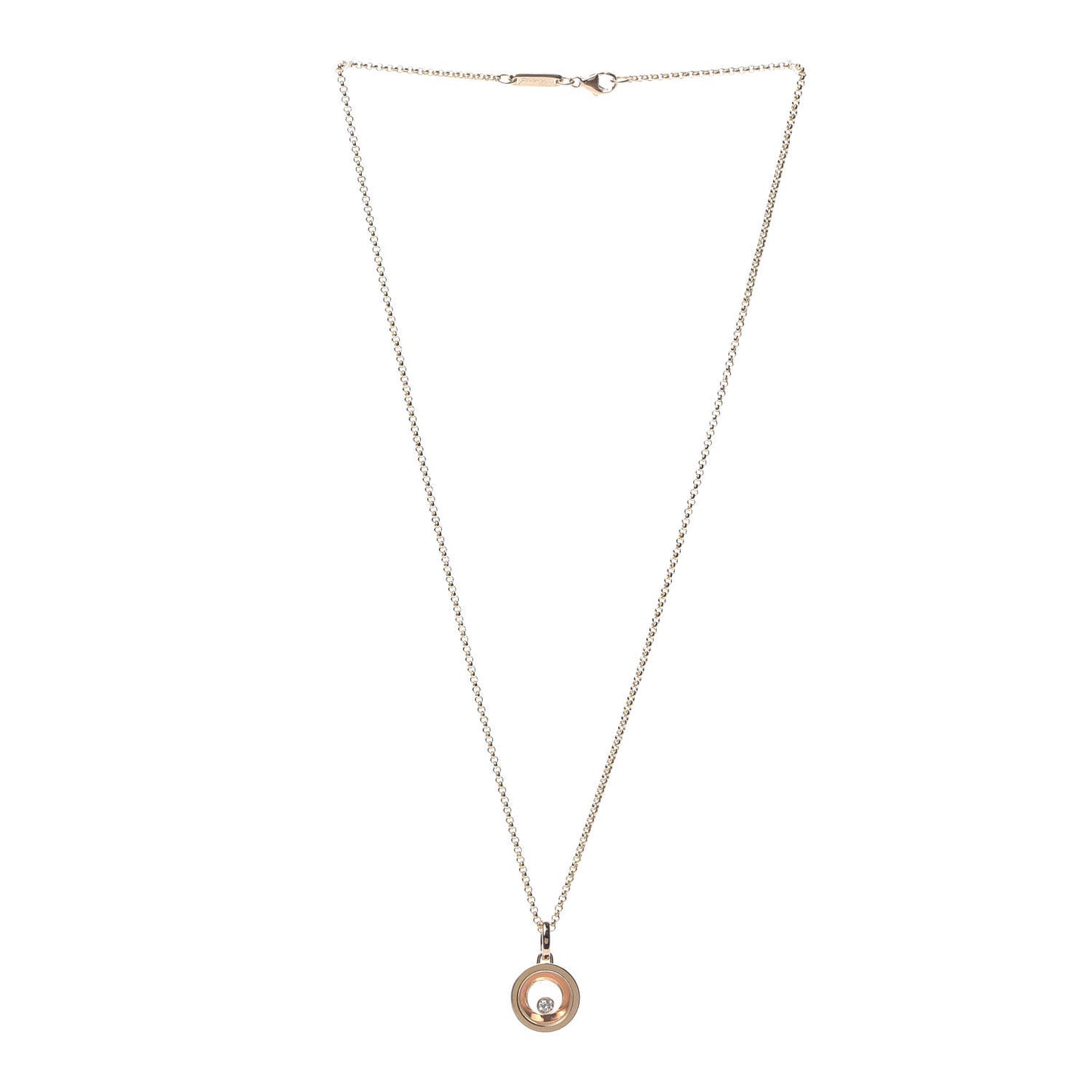 18K Rose Gold Happy Diamonds Icons Round Pendant Necklace