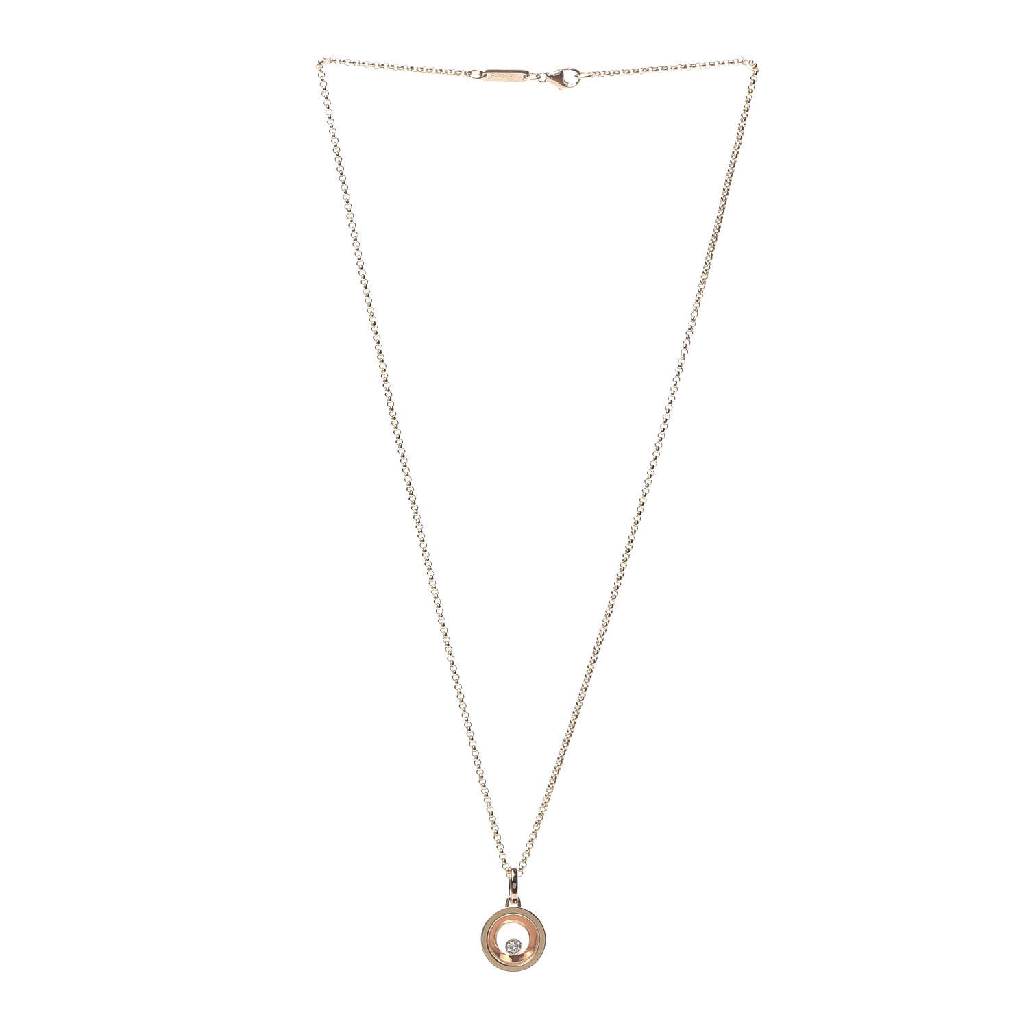 Chopard 18K Rose Gold Happy Diamonds Icons Round Pendant Necklace 3 of 7