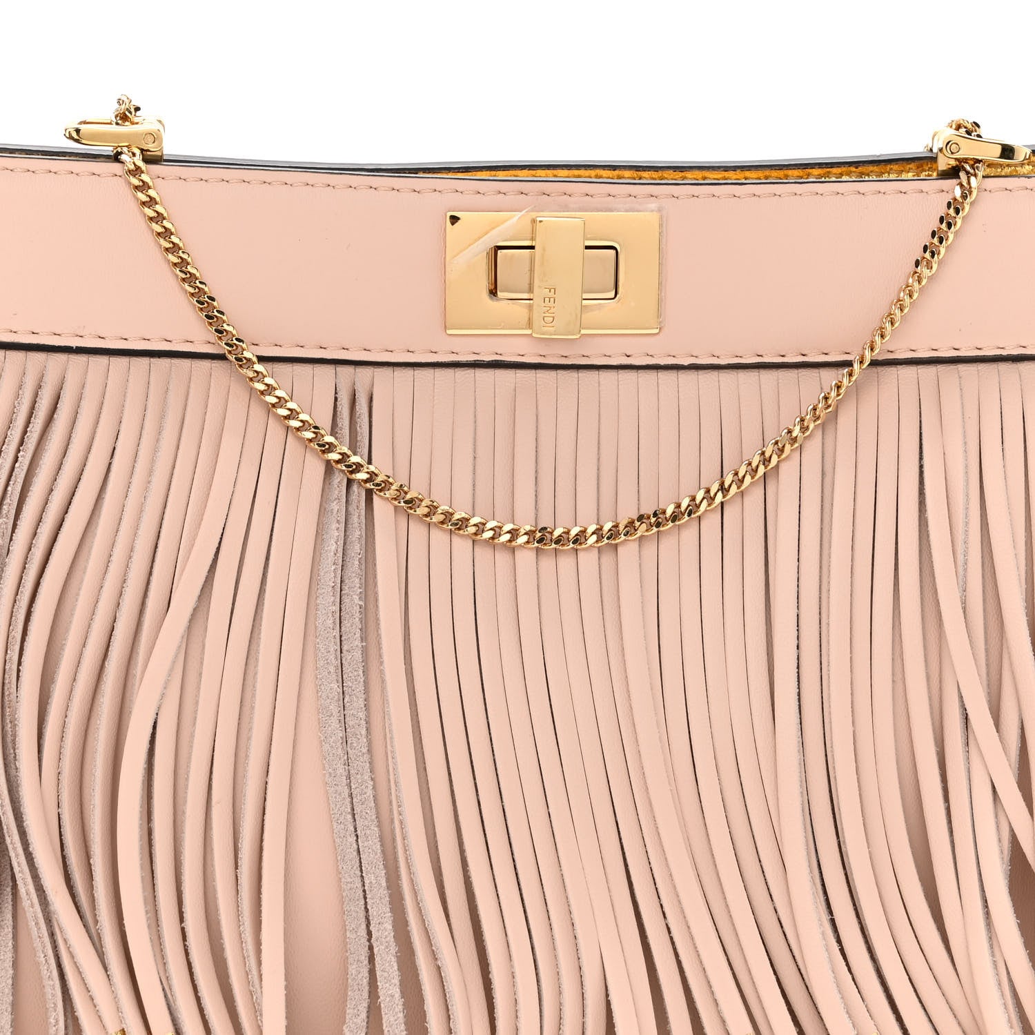 Fendi Nappa Fringe Small Peekaboo I SEE U East West Chain Satchel Rosa Quarzo 8 of 11