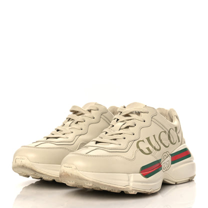 Gucci Calfskin Logo Womens Rhyton Sneakers 38 Ivory 3 of 8