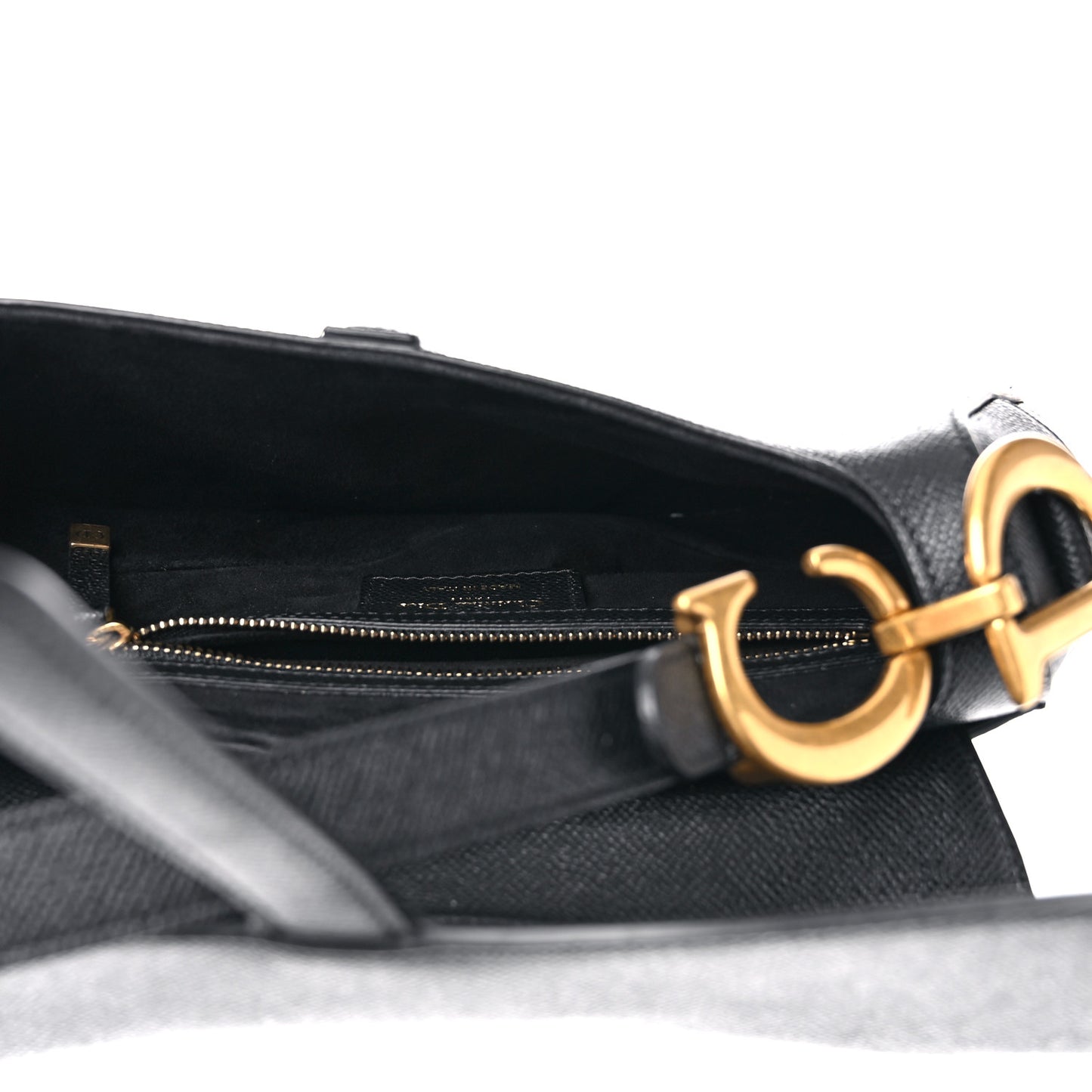 Grained Calfskin Saddle Bag Black