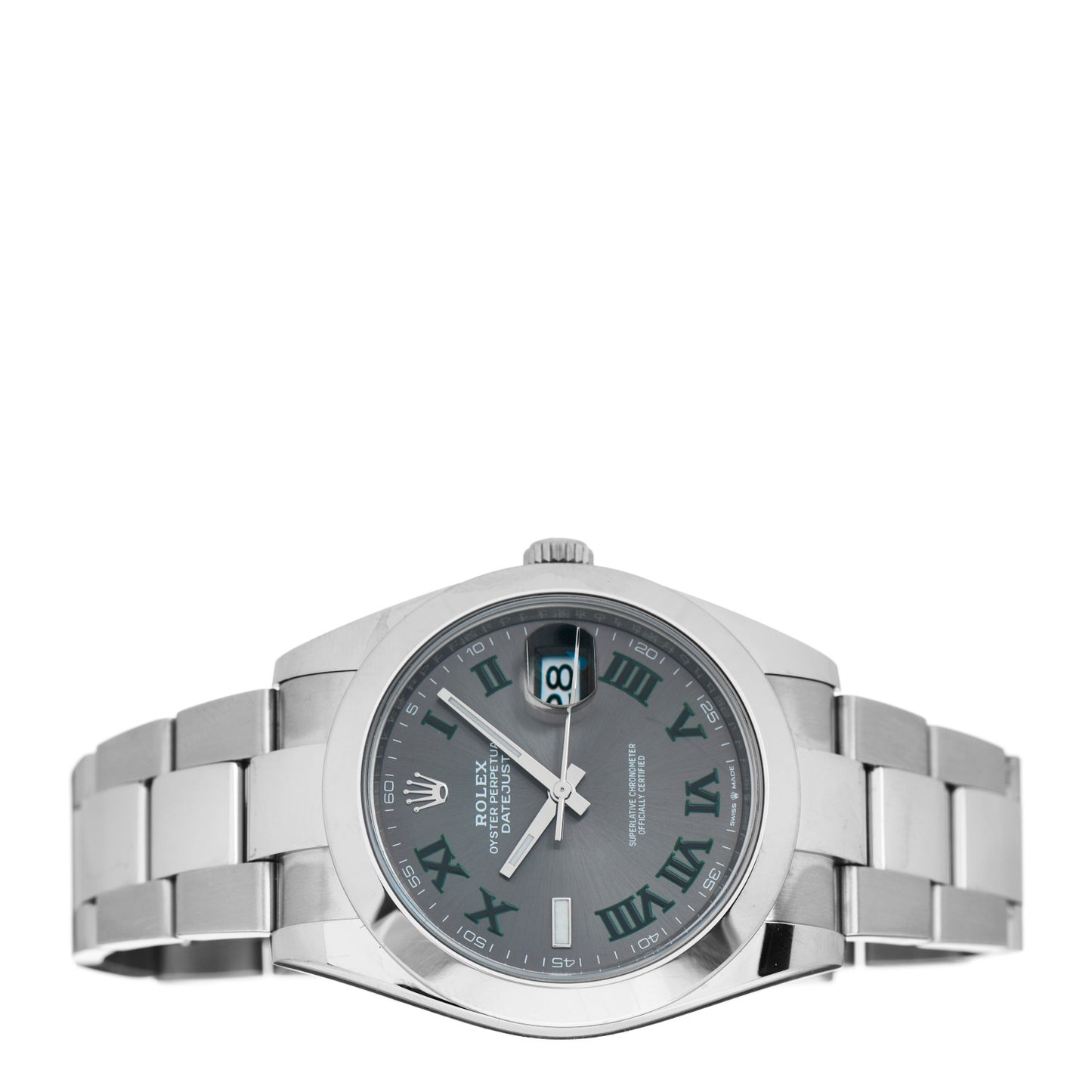 Stainless Steel 41mm Oyster Perpetual Wimbledon Datejust Watch Slate 126300