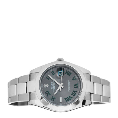Rolex Stainless Steel 41mm Oyster Perpetual Wimbledon Datejust Watch Slate 126300 2 of 4