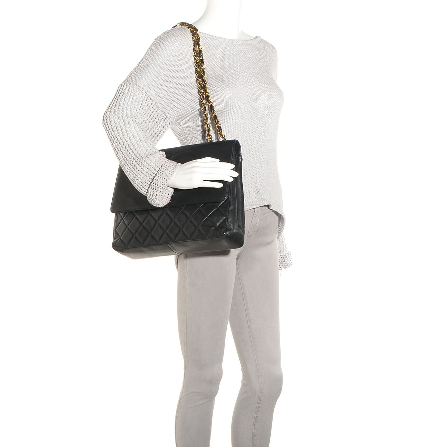 Lambskin Quilted XL Jumbo CC Flap Black