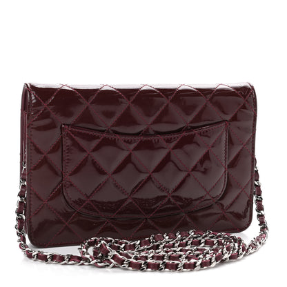 Chanel Patent Quilted Wallet On Chain WOC Burgundy 2 of 4