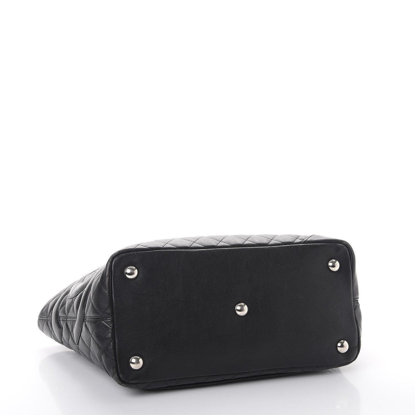 Calfskin Quilted Large Cambon Tote Black