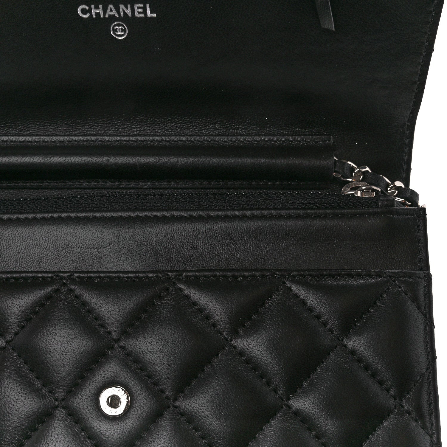Chanel Lambskin Quilted Wallet On Chain WOC Black 12 of 13
