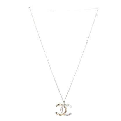 Chanel Baguette Crystal Quilted CC Pendant Necklace Gold 3 of 5