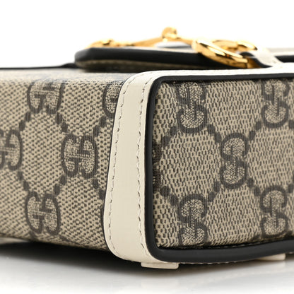 Gucci GG Supreme Monogram Azalea Calfskin Mini Horsebit 1955 Crossbody Bag Beige Ebony Mystic White 8 of 10