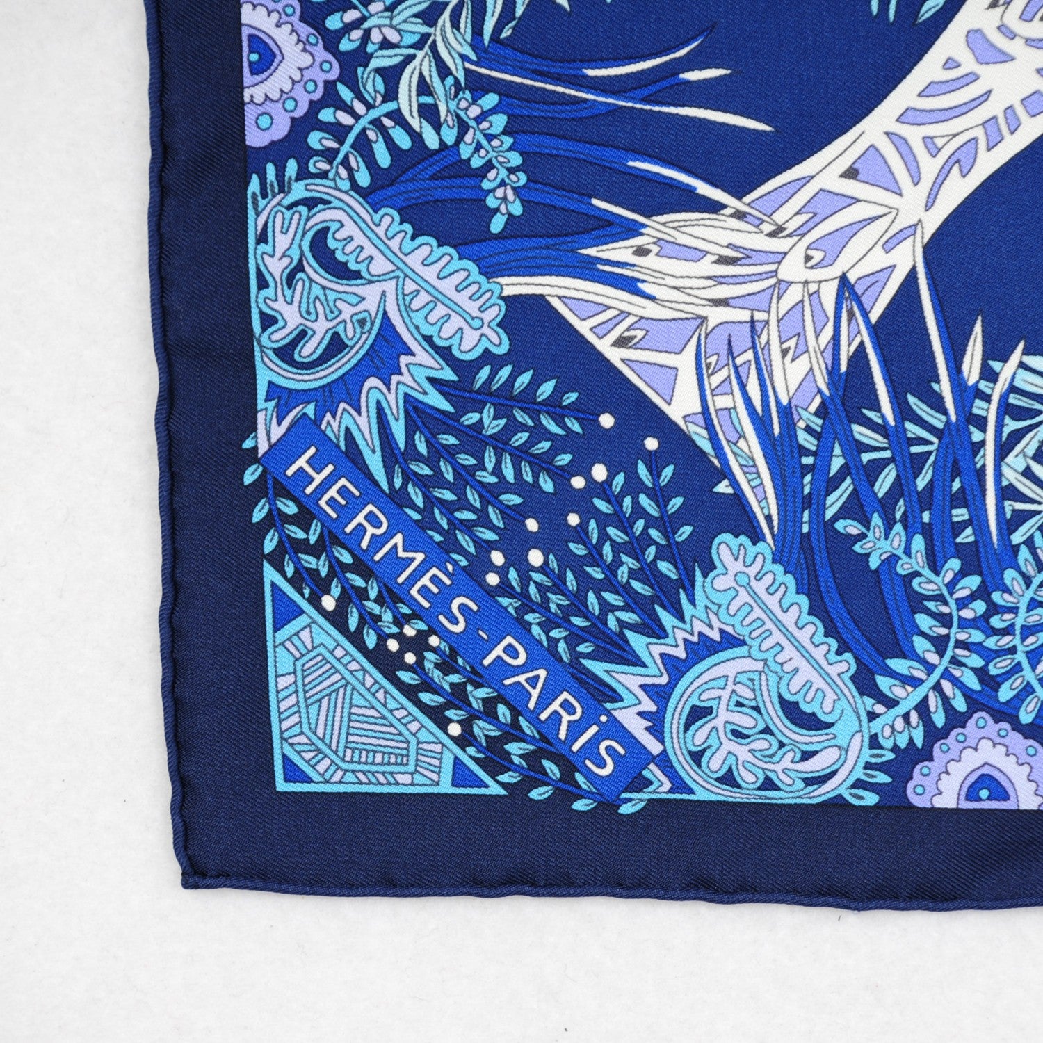 Hermes Silk Maitres de la Foret Scarf 90 Marine Lavande Turquoise 3 of 6