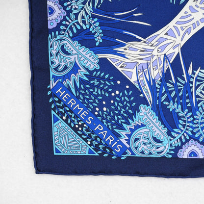 Hermes Silk Maitres de la Foret Scarf 90 Marine Lavande Turquoise 3 of 6
