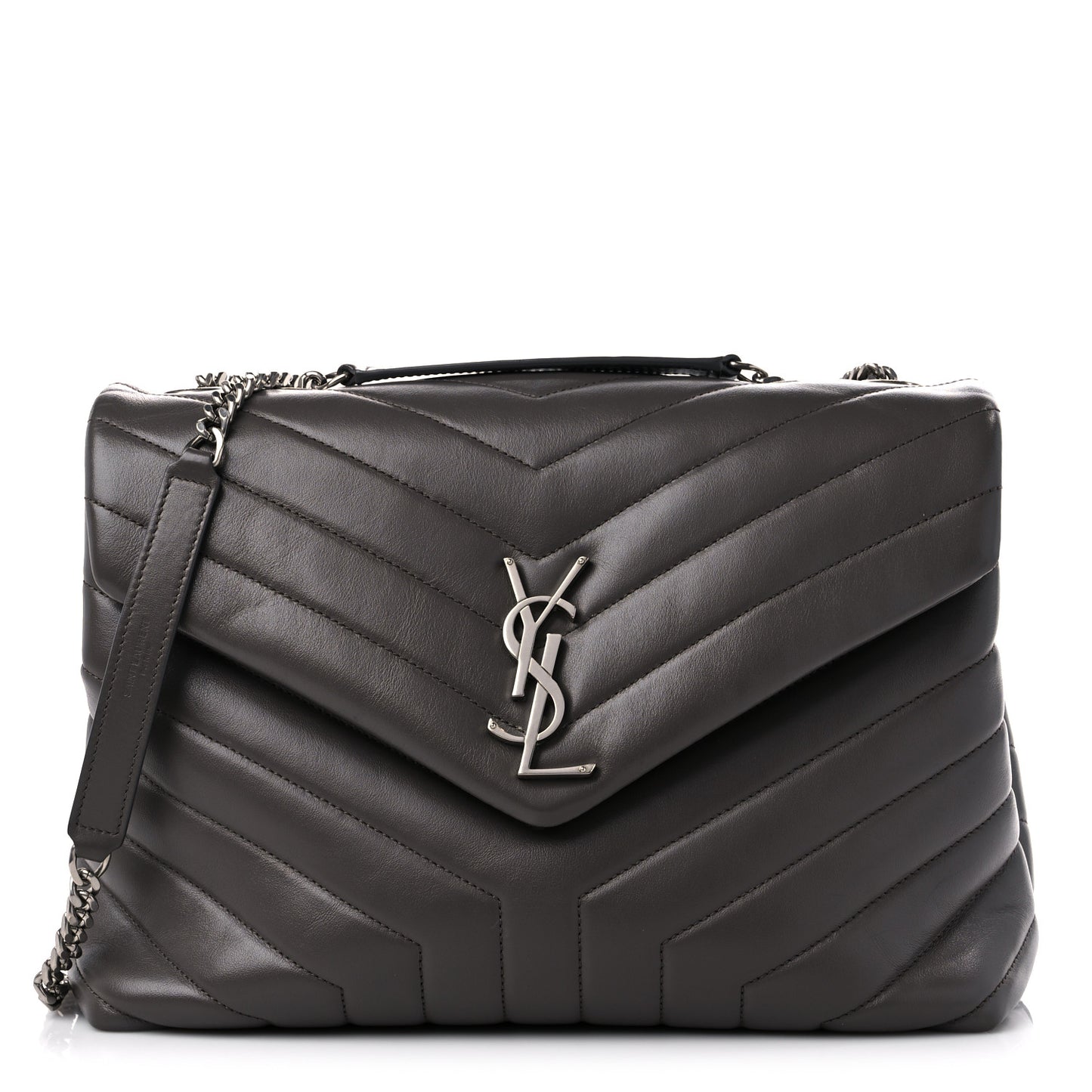 Calfskin Y Quilted Monogram Medium Loulou Chain Satchel Asphalt