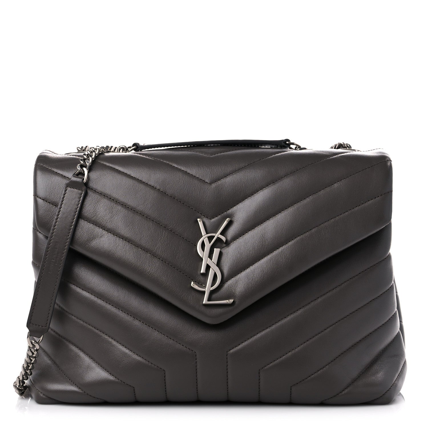 Saint Laurent Calfskin Y Quilted Monogram Medium Loulou Chain Satchel Asphalt 1 of 13