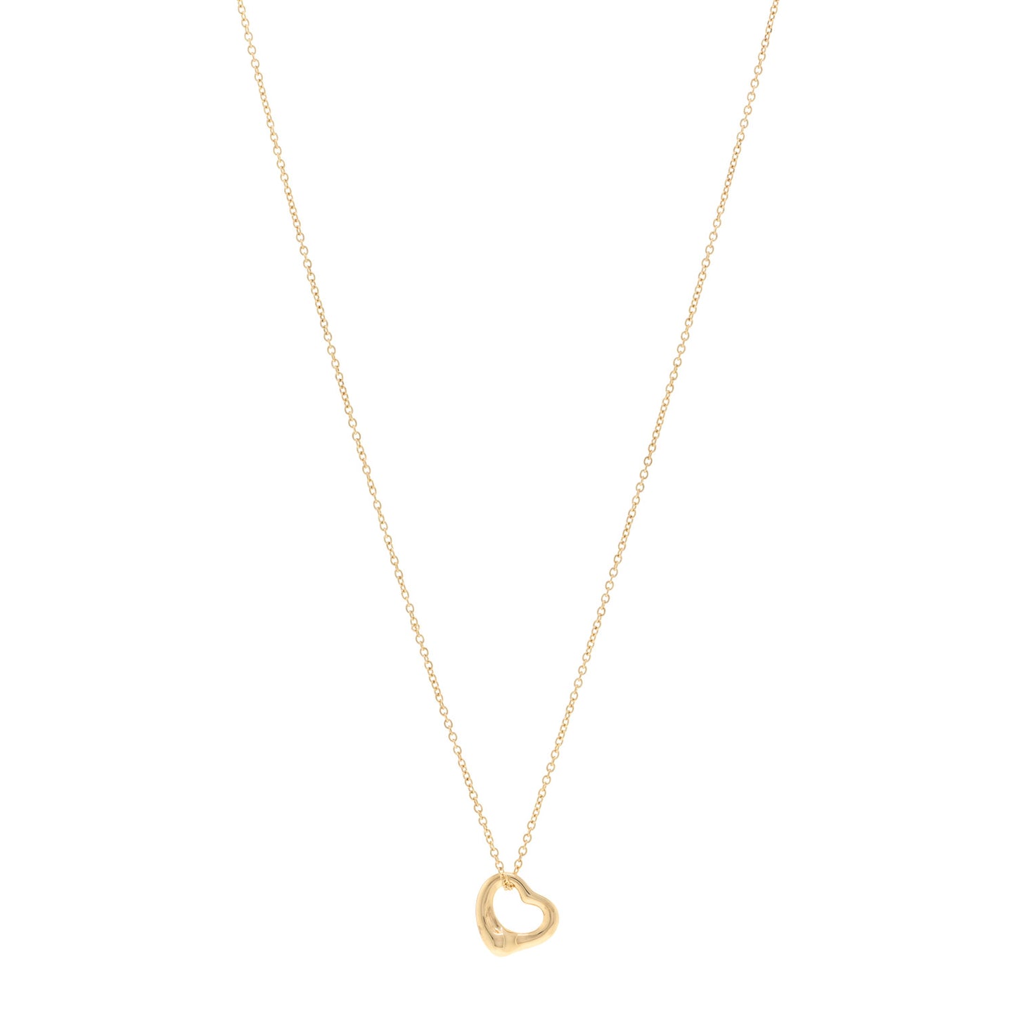 18K Yellow Gold 11mm Elsa Peretti Open Heart Pendant Necklace