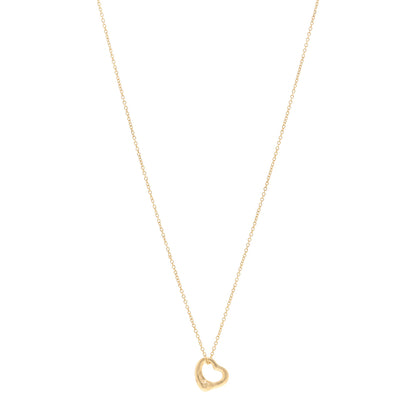 Tiffany 18K Yellow Gold 11mm Elsa Peretti Open Heart Pendant Necklace 1 of 4