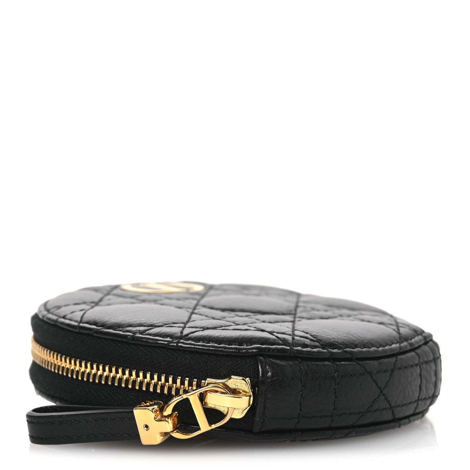 Christian Dior Calfskin Cannage Round Caro Pouch Black 4 of 10