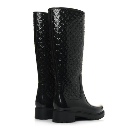 Louis Vuitton Rubber Embossed Monogram Splash Rain Boots 37 Black 4 of 6