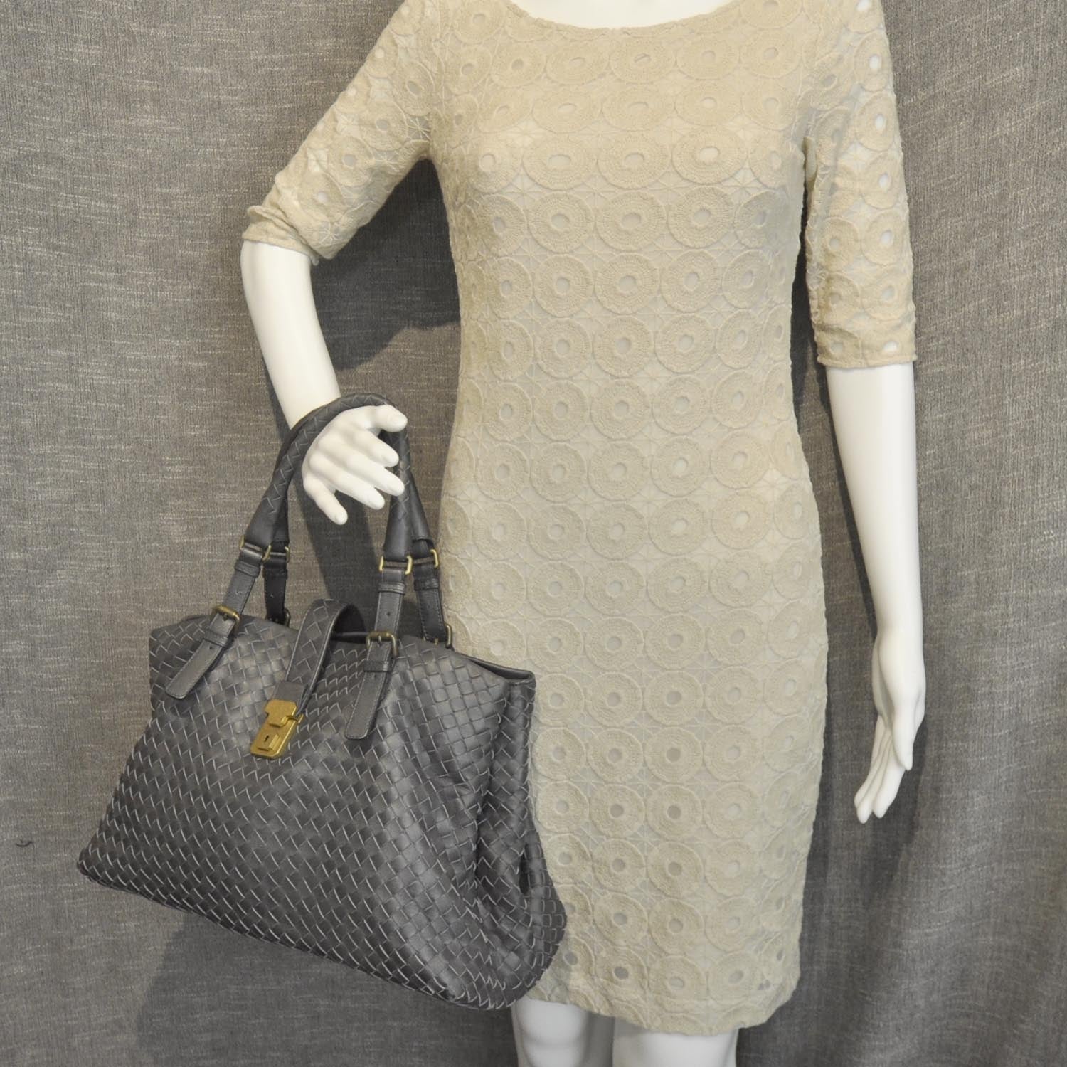 Bottega Veneta Leather Intrecciato Medium Roma Tote Ferro Gray 2 of 9