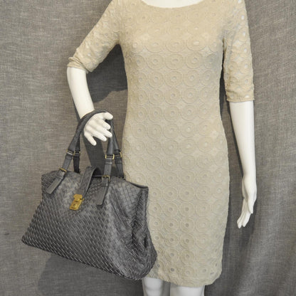 Bottega Veneta Leather Intrecciato Medium Roma Tote Ferro Gray 2 of 9