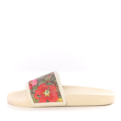 Gucci GG Supreme Monogram Flora Pursuit Slide Sandals 40 White 1 of 9