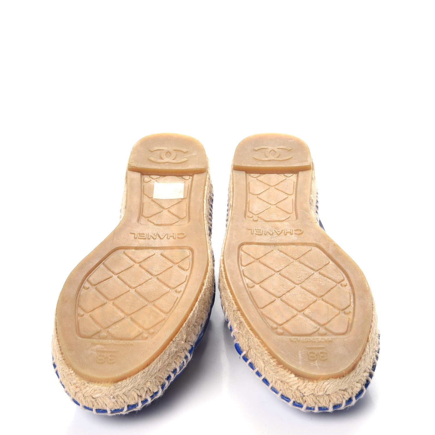 Chanel Mesh Lambskin Plaid Print CC Espadrilles 38 Blue White Red 5 of 9