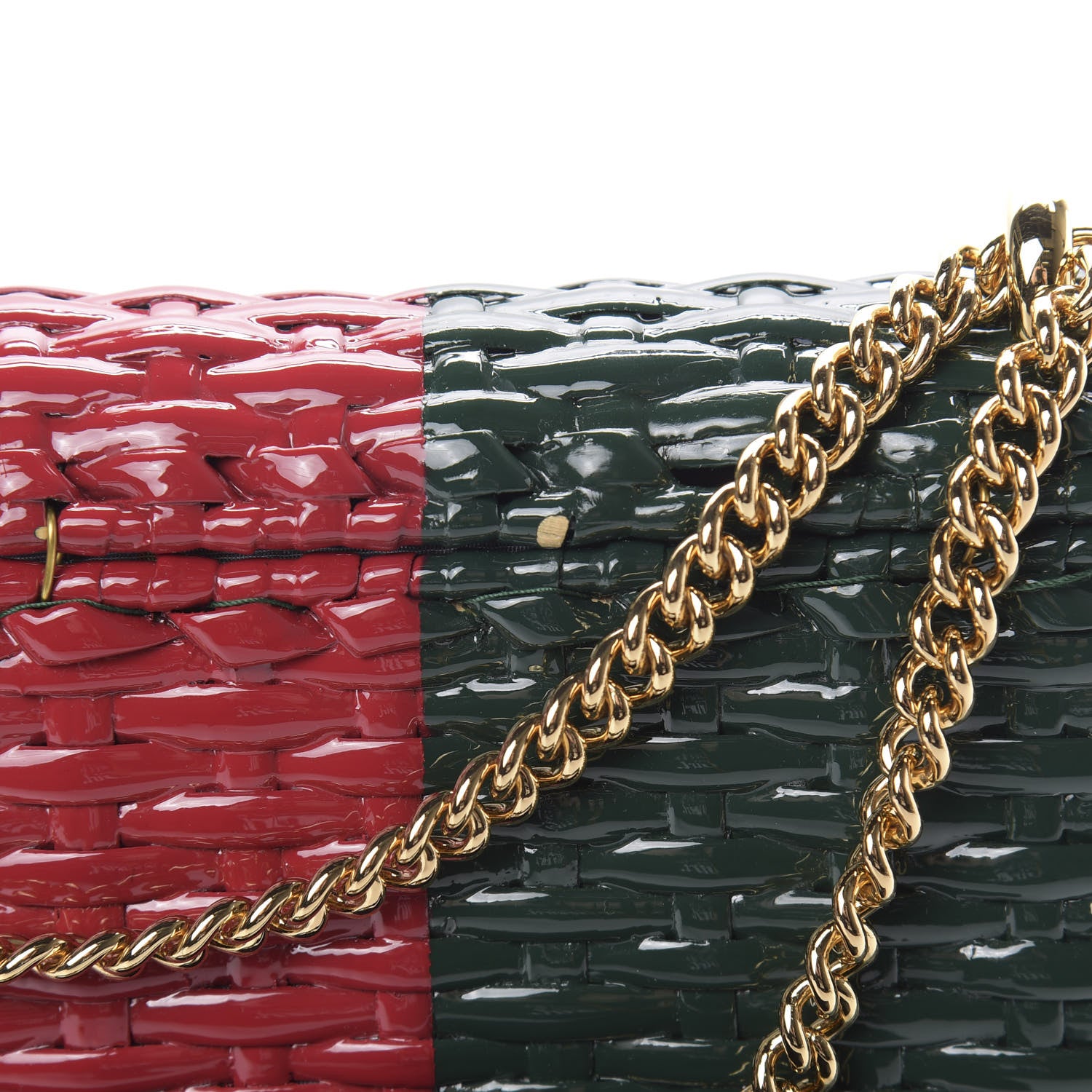 Gucci Glazed Wicker Stripe Small Cestino Shoulder Bag Green 11 of 11