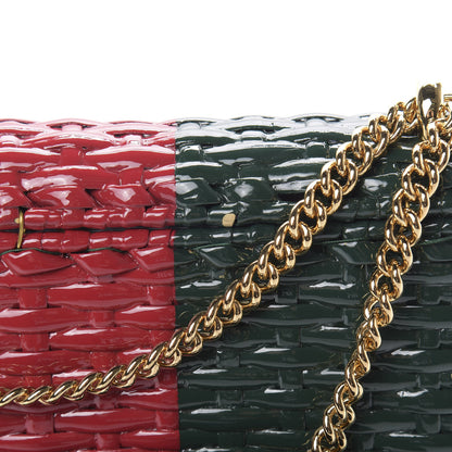 Gucci Glazed Wicker Stripe Small Cestino Shoulder Bag Green 11 of 11