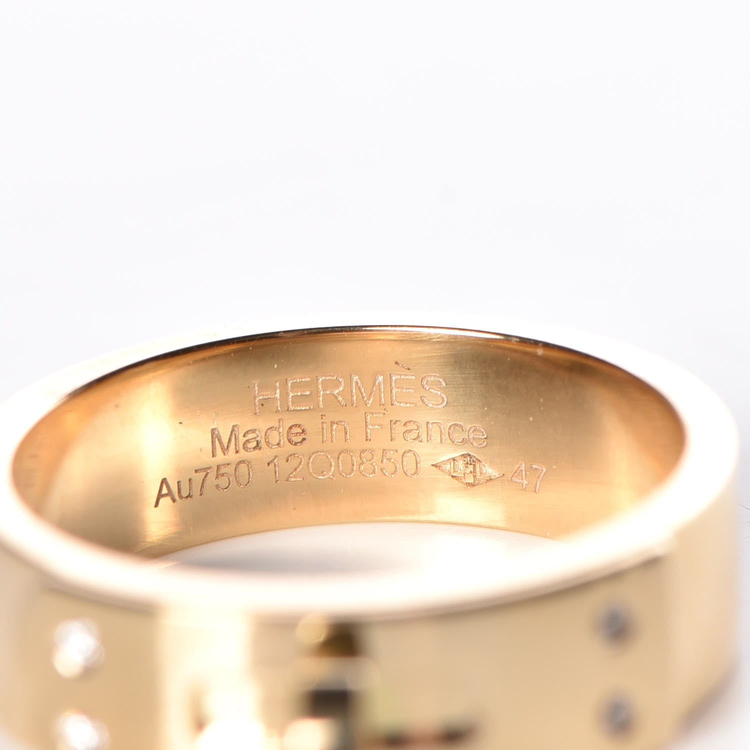 Hermes 18K Yellow Gold Diamond Kelly Ring Small 47 4 5 of 6